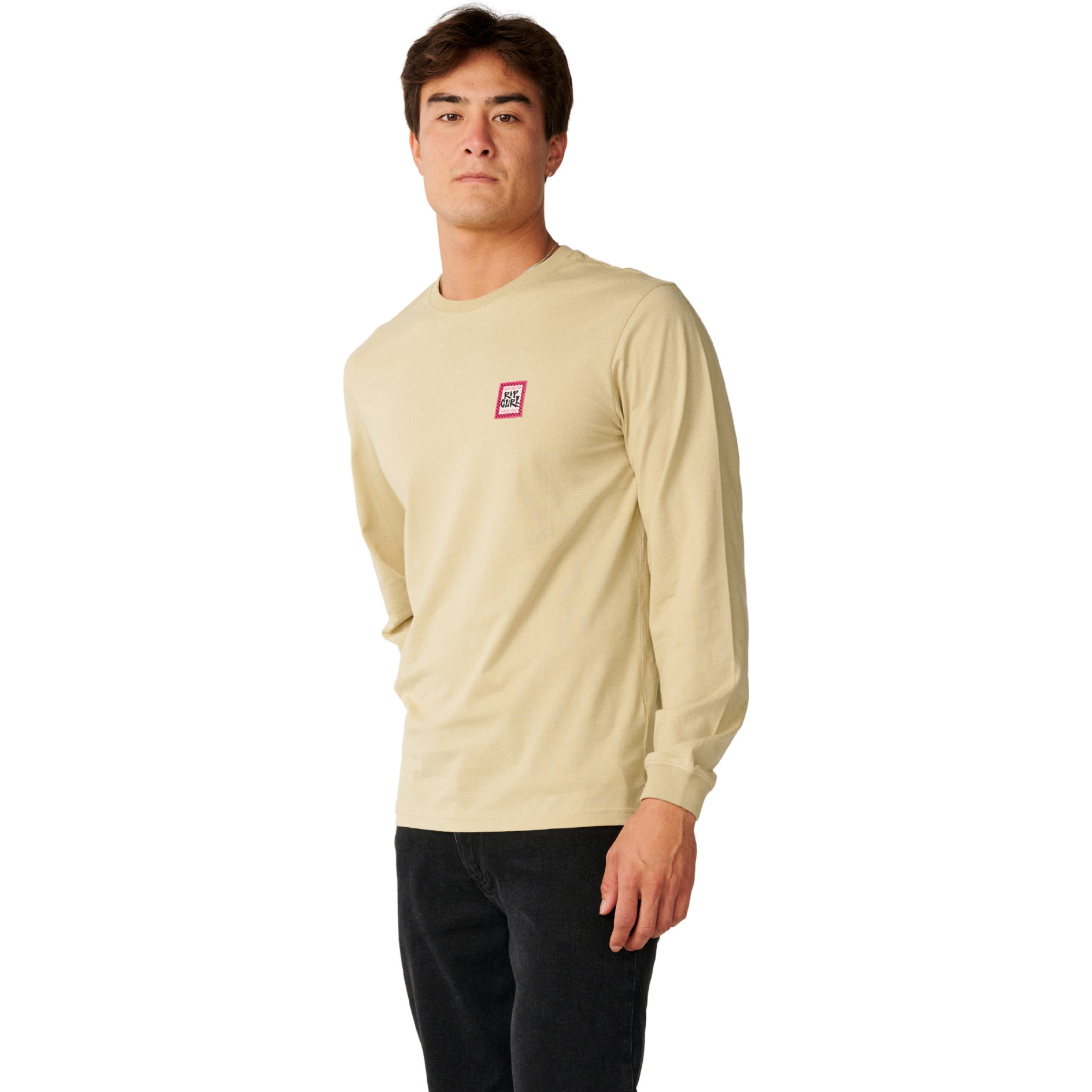 2026 Rip Curl Herre Strømlinet Mærke Langærmet T-shirt 13UMTE - Khaki Sand